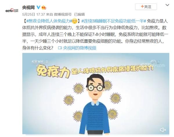 你熬夜嗎？連續(xù)3晚睡眠不足免疫功能或低一半